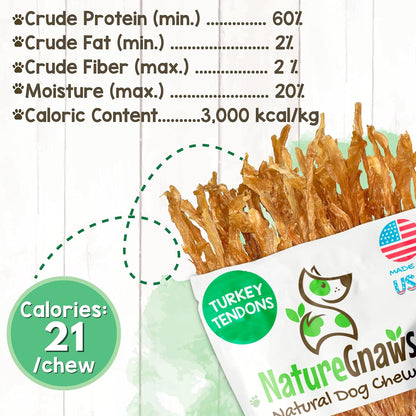 Nature Gnaws USA Turkey Tendons for Dogs (4Oz) - Delicious Grain Free Reward Snack for Small, Medium & Large Breeds - Premium Natural Dog Chew Treats5
