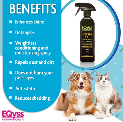 Eqyss Avocado Mist Pet Spray Conditioner - Shines, Conditions, and Reduces Shedding, Weightless Leave in Spray - for Dogs, Cats, Puppies - Oil and Silicone Free, Ph Balanced, USA Made3
