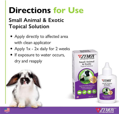 Zymox Small Animal & Exotic Topical Solution, 1.25 Oz. – Supports Healthy Skin & Ears for Dog, Cat, Rabbit, Guinea Pig, Ferret, Hamster, Chinchilla, Monkey5