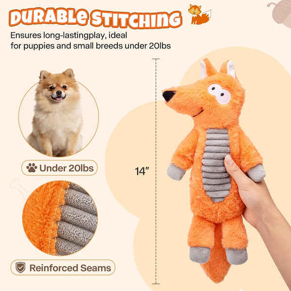 Durable No Stuffing Dog Squeaky Toys Dogs Love These! | Crinkle & Squeakers Keep Dogs Busy, 5 Pack Plush Animal Toys for Small Medium Large Dogs6