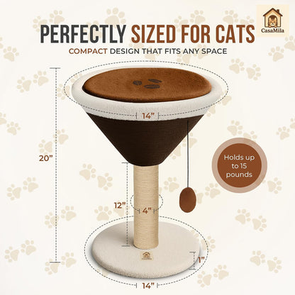 Casamila Espresso Martini Cat Scratcher 20", Cat Scratching Post, Cat Scratching Tree, Cat Post, Scratching Post for Indoor Cats, Modern Cat Tree with Bed, Martini Cat Tree, Cute Novelty Cat Post5