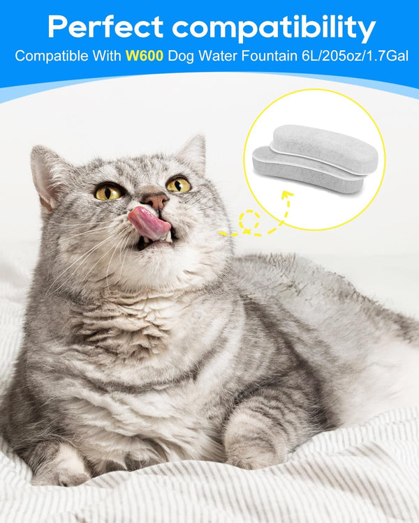 12 Pack Dog Water Fountain Filters Replacement Compatible with W600 Automatic Water Bowl Dispenser, Pet Fountain Charcoal Filters Fit for 205Oz/6L Dog Fountain Bowl for Large Dogs2