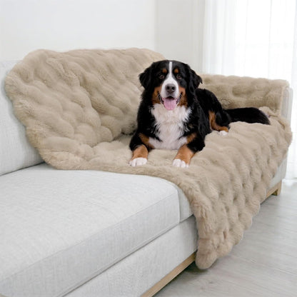 Paw Inspired Waterproof Dog Blanket, 40X30 Inch Size, Beige | Soft Faux Fur Throw, Fur-Resistant Fleece, Washable Pet Blanket, Waterproof Protection for Couch, Bed, Furniture, Crate, Car8