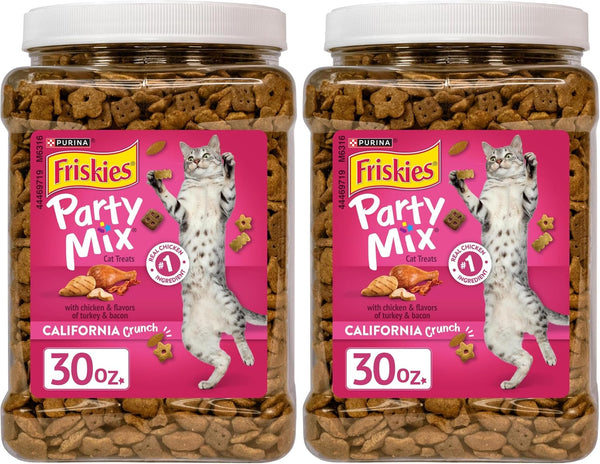 Purina Friskies Party Mix California Crunch with Chicken and Flavors of Turkey and Bacon Cat Treats - 30 Oz Canister13