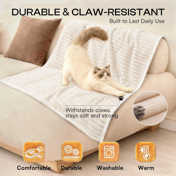 Luciphia Waterproof Dog Blanket for Large Dogs Ultra-Soft Calming Cut Pile Flannel Throw Durable & Warm Furniture Protection for Couch Bed Pet Human Blanket Machine Washable Soft White,Xl(85''X57'')5
