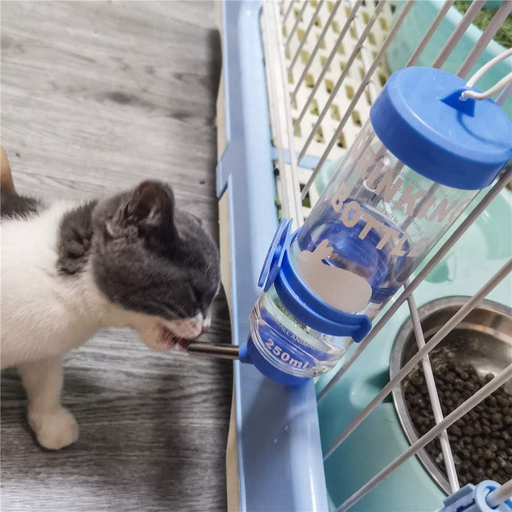 2pcs-8-45-oz-no-drip-small-animal-water-bottle-cage-water-bottles-for-small-pet-bunny-ferret-hamster-guinea-pig-rabbit-plastic-for-small-pet-guinea-pig-hamster-bunny-ferret-rabbit-hanging-wire-buckle-included-easy-to-install-yellow-blue