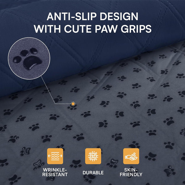 Luciphia 100% Waterproof Couch Cover Blanket for Dogs Anti-Slip Pet Couch Protector Sofa Mat Puppy Cat Blanket with Non-Slip Bottom, Navy Blue, 30X70 Inch3