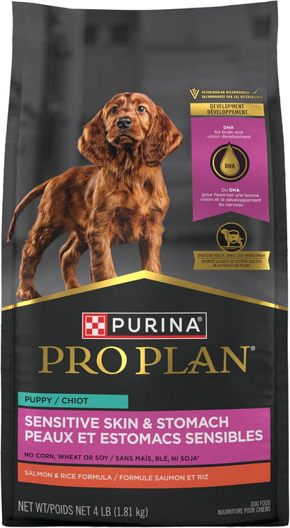 Purina Pro Plan Sensitive Skin and Stomach Dog Food Puppy Salmon and Rice Formula - 4 Lb. Bag4