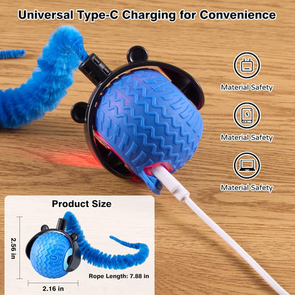 Automatic Cat Toy Ball – Interactive Rolling Ball for Indoor Cats, 3 Modes Motion Activated Self-Play Cat Toy with Tail, Eco-Friendly Cat Exercise Ball to Keep Your Cat Busy8