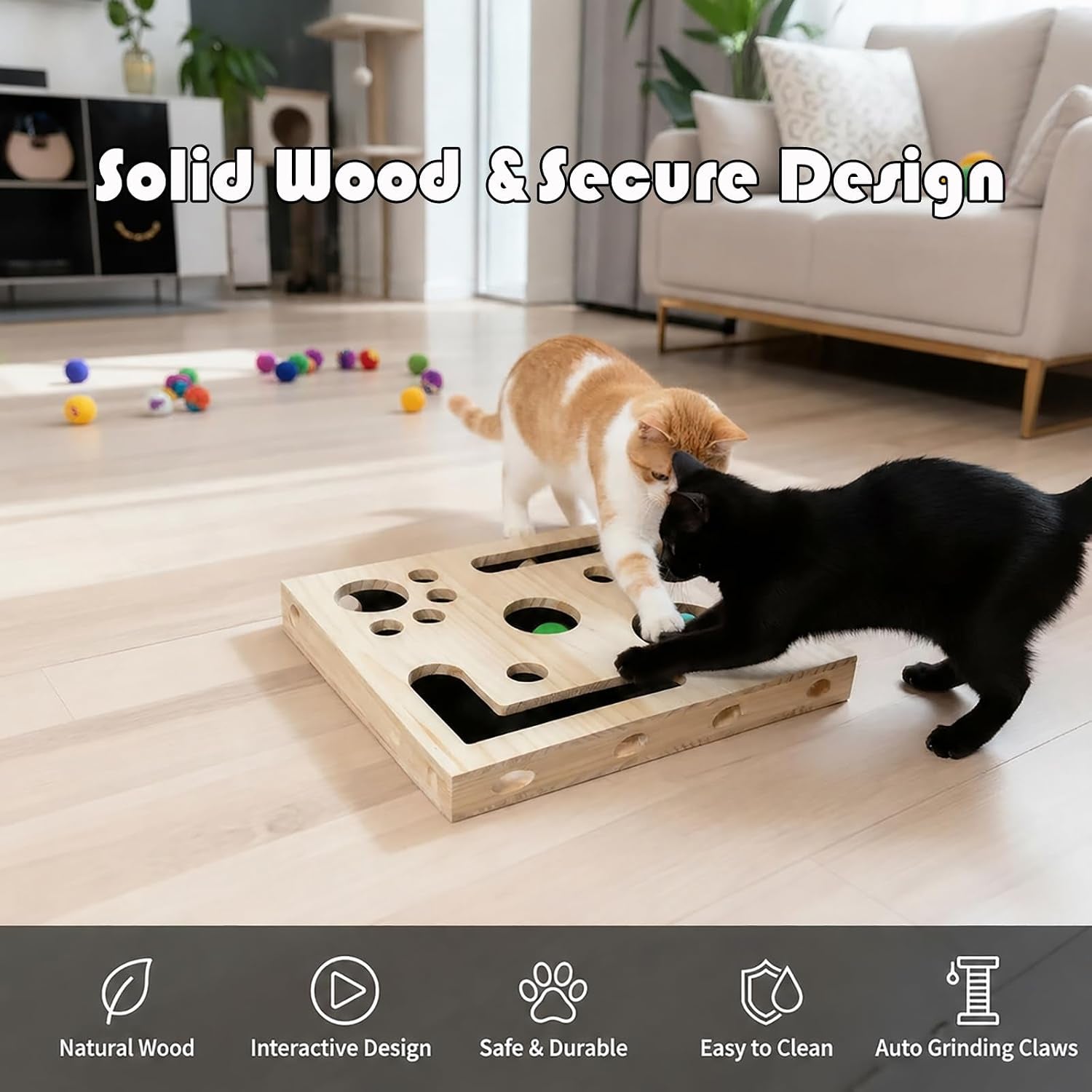 cat-nail-file-scratcher-large-solid-wood-cat-toy-box-with-sandpaper-inside-interactive-indoor-cat-toy-cat-claw-saver-box-3-bells-2-cat-wand-1cat-nail-clippers