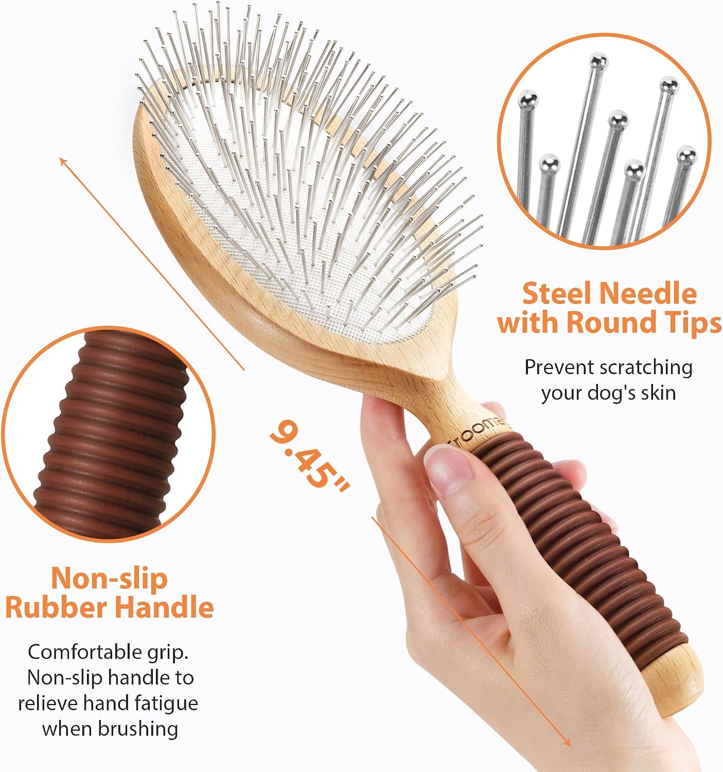 dog-brush-for-long-haired-dogs-27mm-extra-long-pin-brush-for-grooming-shedding-beech-wood-material-non-slip-rubber-handle-round-tipped-pins
