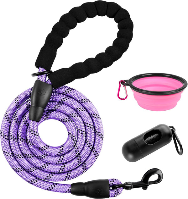 BARKBAY Dog Leashes for Large Dogs Heavy Duty Dog Leash 4/5/6 FT with Comfortable Padded Handle and Highly Reflective Threads for Medium Large Dogs Walking Training Running (5Ft-1/2'',Pink)30
