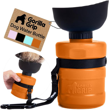 GORILLA GRIP Dog Water Bottle, Portable Water Bowl Dispenser for Dogs, 16 Oz Leak Proof Pet Travel Squeeze Bottles Food Grade Silicone, Stocking Gifts for Pets to Go Puppy Essentials, Black11