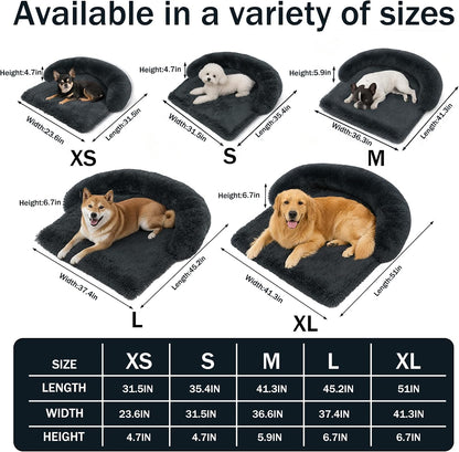 Calming Dog Bed for Couch, Thickened Plush Dog Mat with Raised Bolster, Washable Pet Sofa Bed & Furniture Protector, Non-Slip Dog Couch Cover for Small Medium Large Dogs & Cats (Dark Gray, X-Small)3