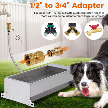Automatic Large Dog Water Bowl Dispenser Outdoor Stainless Steel Automatic Livestock Water Trough Large Capacity Auto Fill Dog Waterer with Float Valve, for Chicken Geese Duck Goat Pig9