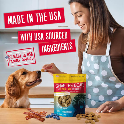 Charlee Bear Crunchy Dog Training Treats, 3 Flavor Variety Pack 8Oz 3-Pack | Low Calorie 3 Cal, Grain Free, Natural Mini Treats, for Puppies Small Medium Large Dogs, USA Made3