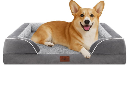 Comfort Expression Orthopedic Dog Bed for Extra Large Dogs with Bolster | Waterproof Dog Couch Bed with Washable Cover & Non-Slip Bottom, Supportive Egg Crate Foam XL Pet Bed, 42X30 Inch184