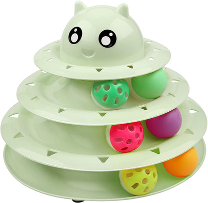 UPSKY Cat Toy Roller 3-Level Turntable Cat Toys Balls with Six Colorful Balls Interactive Kitten Fun Mental Physical Exercise Puzzle Kitten Toys19