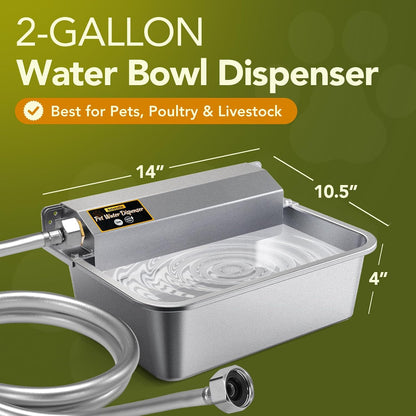 Automatic Water Dispenser for Dogs 2 Gallons, 304 Stainless Steel Dog Water Bowl Dispenser for Farm Chicken Pets Indoor&Outdoor Dog Waterer Feeder Fit 3/4'' GHT Faucet Auto Filling Wide Drinking Area6