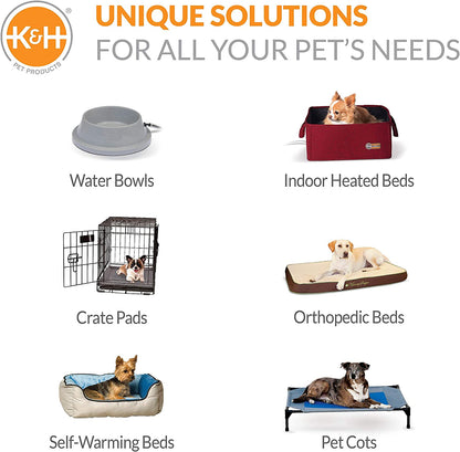 K&H Pet Products Coolin' Pet Cot, Outdoor Cooling Elevated Dog Cot for Large Dogs, Raised Bed with Cool-Core Center, Portable Pet Platform with Heavy-Duty Metal Frame - Large Gray/Blue10