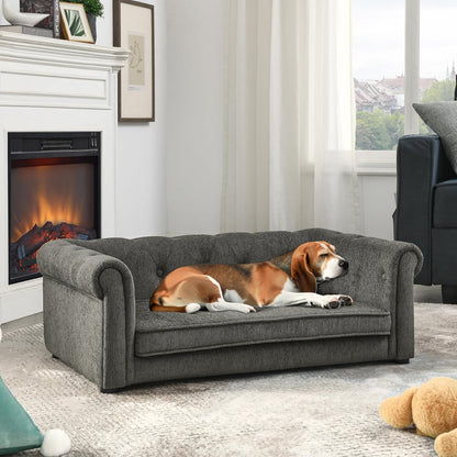 39.75" Modern Pet Sofa with Backrest and Armrests, Comfortable Foam Cushion Dog Couch for Small and Medium Dogs, Stable Leg Design for Living Room13