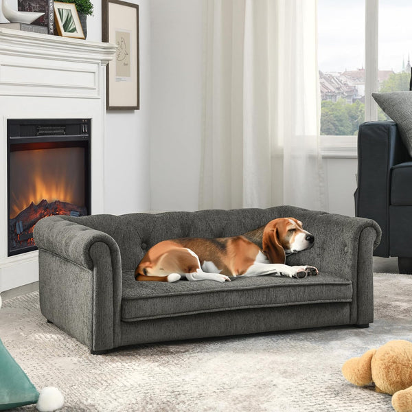 39.75" Modern Pet Sofa with Backrest and Armrests, Comfortable Foam Cushion Dog Couch for Small and Medium Dogs, Stable Leg Design for Living Room13