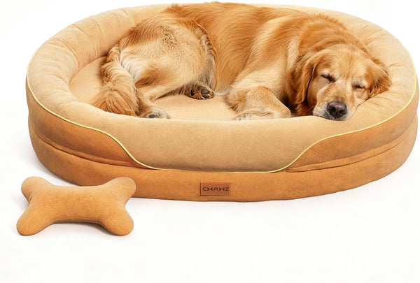 CWAWZ XL Orthopedic Dog Bed, Extra Large Dog Bed, Dog Sofa for Large Sized Dogs with Full-Surround Bolsters, Dual-Sided Dog Cooling Bed with Memory Foam, Washable Sofa with Nonslip Bottom, Light Grey8