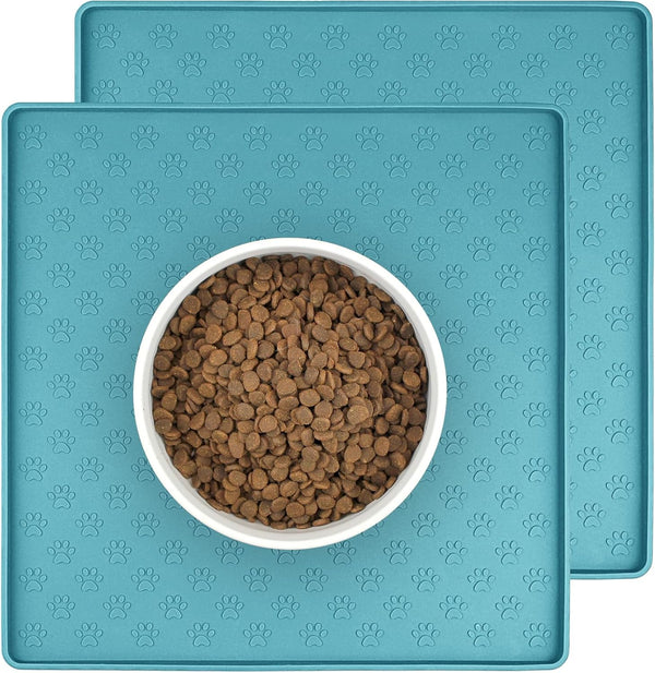 Ptlom Pet Placemat for Dog and Cat, Mat for Prevent Food and Water Overflow, Suitable for Small, Medium and Big Pet, 18" 12", Grey, Silicone52