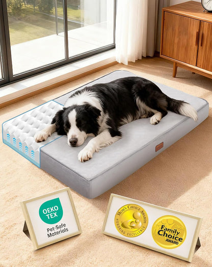 Ohgeni Orthopedic Waterproof Large Dog Bed, Memory Foam, 41 Inch(Gray) | Machine-Washable Removable Cover in Easy-Clean Fabric, Reversible Memory Foam & Easy-Carry Handle, Suitable for Crate19