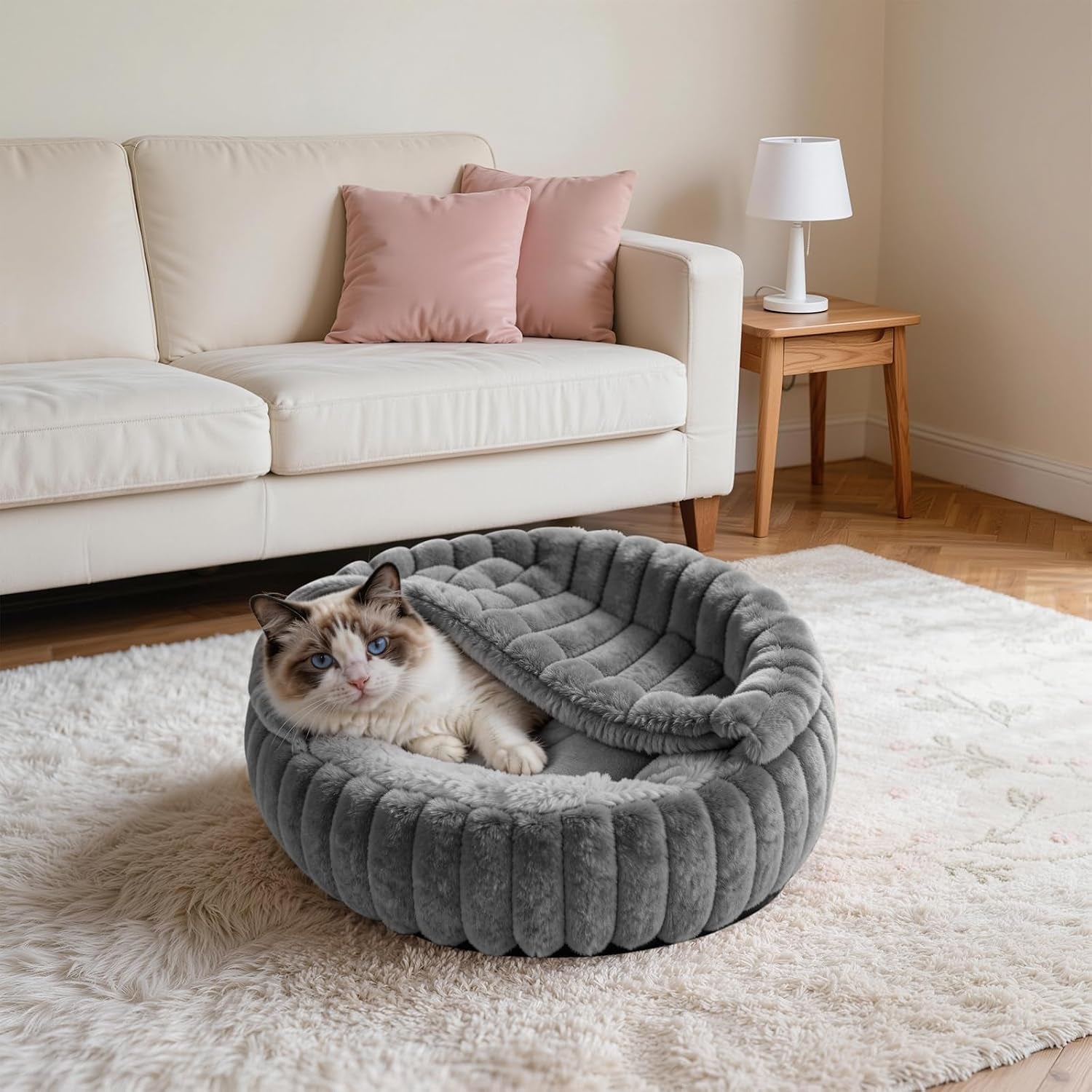 cat-beds-for-indoor-cats-2-in-1-cat-cave-bed-kitten-bed-for-small-pets-small-dog-bed-with-cover-pet-bed-for-puppy-and-kitten-with-anti-slip-bottom-dark-gray-20-inches