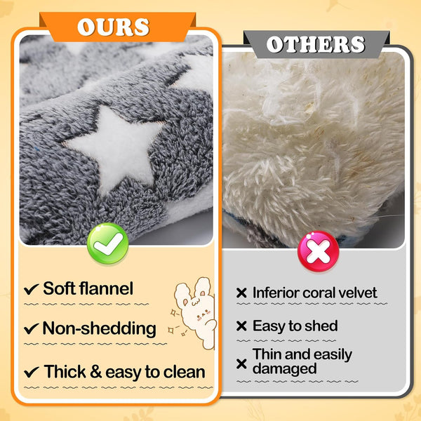 MEWTOGO 15.7" X 14" Bunny Bed for Rabbit Cage - Thickened Soft Prevent Sore Hocks Plush Mat with Cotton Lounger Pillows, Small Animal Flop Mat for Hutch Sleeping Indoor, Gray-Star3