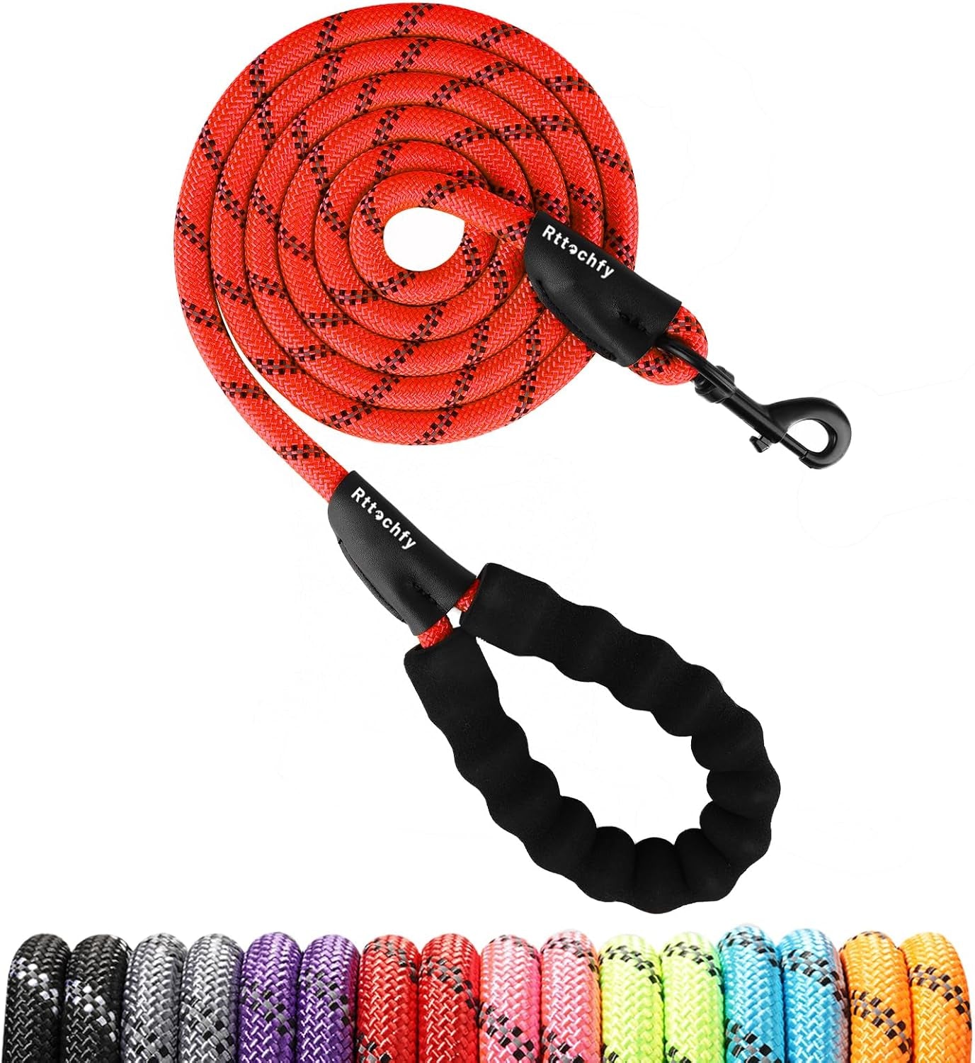 rttochfy-rope-dog-leash-2-4-5-6-8-10-ft-with-comfortable-padded-handle-and-highly-reflective-threads-for-small-medium-and-large-dogs-heavy-duty-1-2-5-ft-blue