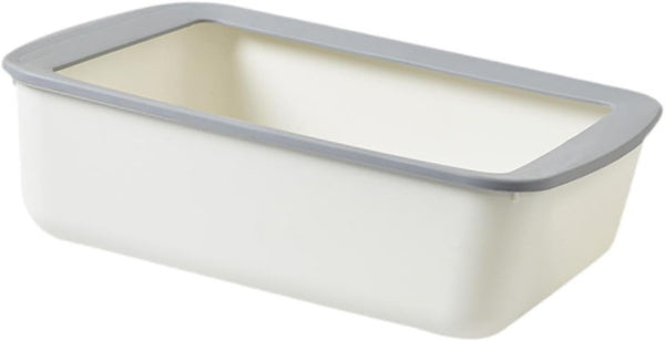 Open Top Pet Litter Tray, Easy Clean Cat Litter Box with Splash Guard, 16.14X12.20X4.92 Inch Indoor Cat Sand Box Toilet Basin- White2