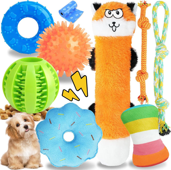 Puppy Toys for Teething, 9 Pack Cute Dog Chew Toys for Small Dogs | Tough Plush, Treat Ball & Ropes, Squeaky Toys with Crinkle, Keep Dogs Busy for Boredom, Tug of War, Suitable for Small Breed1