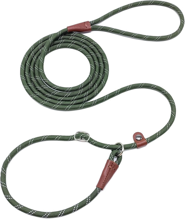 Wyuze 8FT Slip Lead Dog Leash Adjustable Slip Collar Puppy Training Lead | 2 Pack 1/3" Reflective Rope Leash, Lightweight Easy Use for Small Medium Dogs, No-Pull Walking, Black Orange11