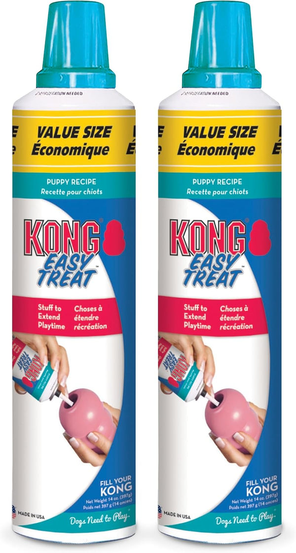 KONG Easy Treat Puppy 14 Oz - Pack of 2 | No-Mess Dispensing Treat Paste for Stuffing KONG Classic & Rubber Toys to Extend Play, Made in the USA1