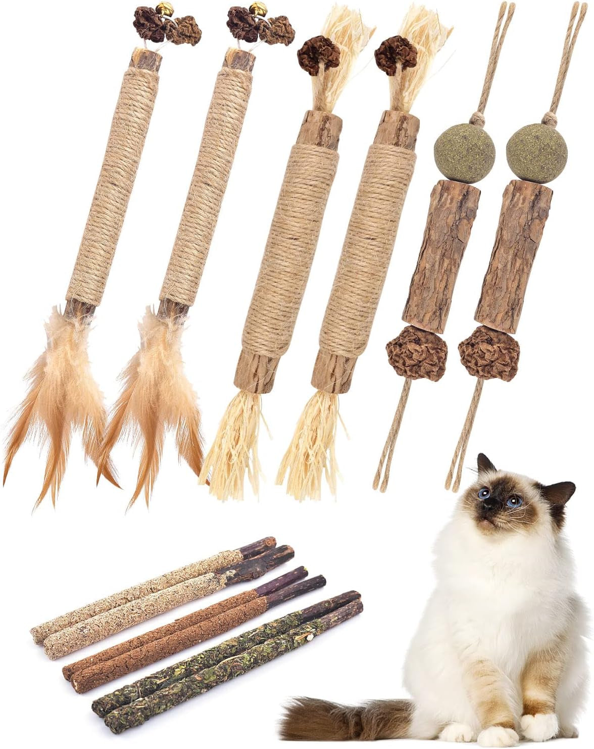 tindtop-catnip-chew-toys-for-cats-12-pack-natural-silvervine-sticks-for-kittens-teeth-cleaning-matatabi-dental-care-increase-appetite-calm-cat-anxiety-and-stress-cat-dental-toy