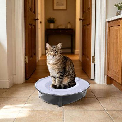 Cat Toilet Training Kit, Portable Litter Box with Flushable Design, Odor Control and Anti-Splash, Large Thickened Pp Material for Kittens and Cats (Grey)2