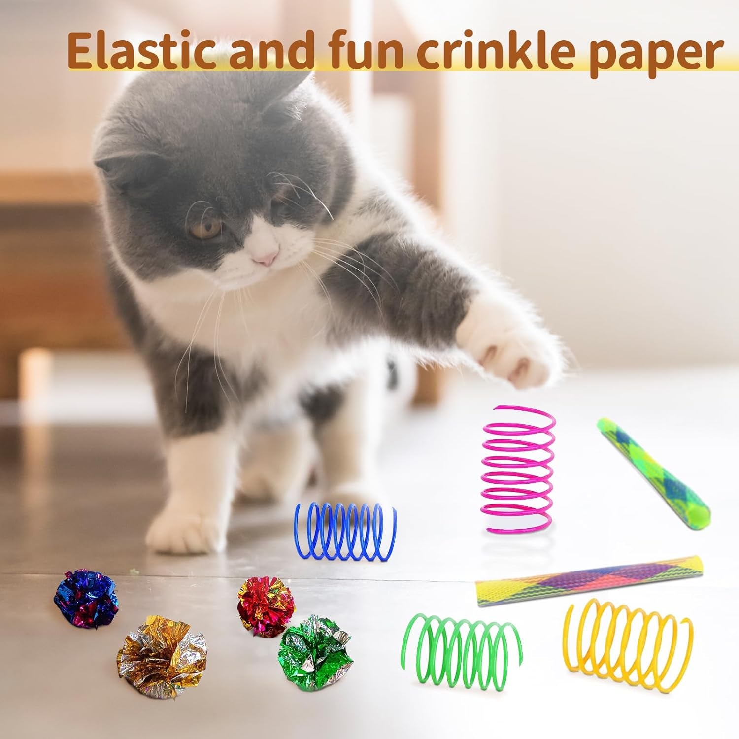 icagy-25-pcs-cat-toys-for-cats-indoor-kittens-interactive-variety-pack-45-inches-rainbow-cat-tunnel-feather-teaser-feather-golf-mice-springs-balls-noise-toys-rainbow-colorful-45