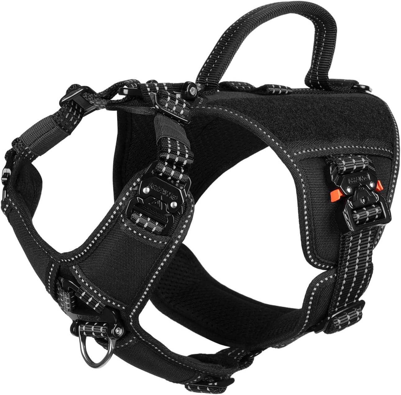 icefang-quick-moving-tactical-dog-harness-for-large-dogs-no-pull-dog-vest-control-handle-reflective-full-metal-buckles-adjustable-hook-and-loop-panel-soft-padded-pink-large