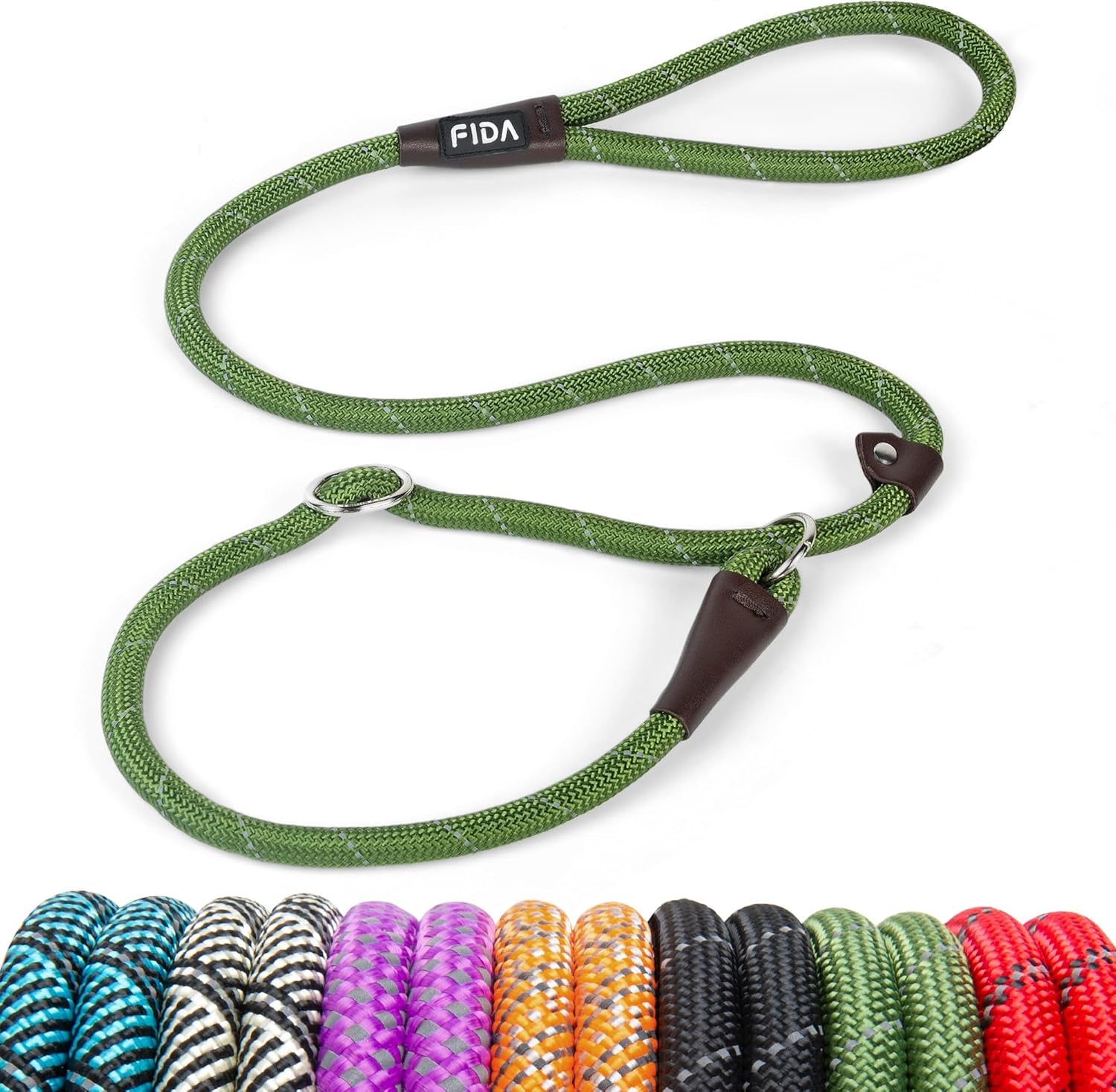 fida-durable-slip-lead-dog-leash-6-ft-x-1-2-heavy-duty-dog-loop-leashes-comfortable-strong-rope-slip-leash-for-large-medium-dogs-no-pull-pet-training-lead-with-highly-reflective1-2-black