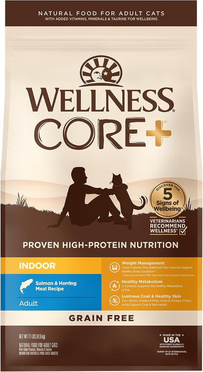 Wellness CORE+ Adult Dry Cat Food for Indoor Cats, Natural, Grain Free Kibble, Chicken, Turkey and Chicken Meal Recipe, 5 Lb Bag12