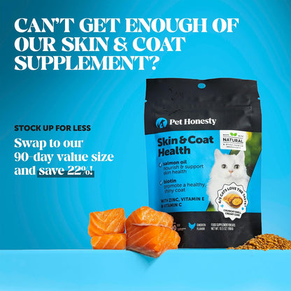 Cat Skin & Coat Supplement Crunchy Creamy Chews - Salmon Oil for Cats Omega 3 Itchy Dry Skin Relief - Feline Shedding Control - Biotin Vitamins for Indoor Cats Shiny Soft Coat (30-Day Supply)7