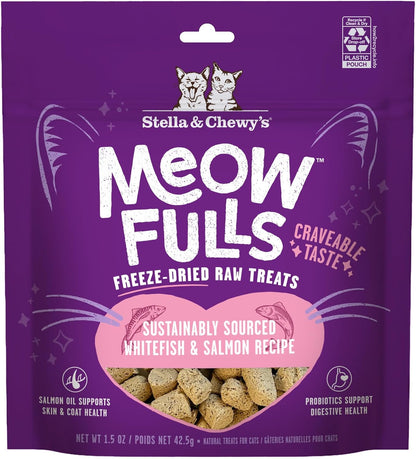 Stella & Chewy'S Meowfulls Freeze Dried Cat Treats - Chicken & Chicken Liver Recipe - Raw Protein with Probiotics & Salmon Oil - 1 Calorie per Treat - 1.5 Oz8