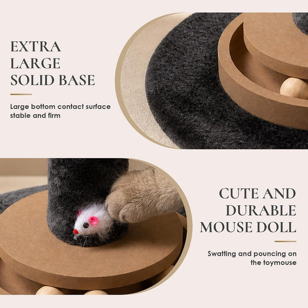 35 Inch Cat Scratching Post, Eucalyptus Sisal Rope Cat Tree Tower with Hanging Ball & Interactive Mouse Toy, Durable Scratcher for Indoor Adult Cats4