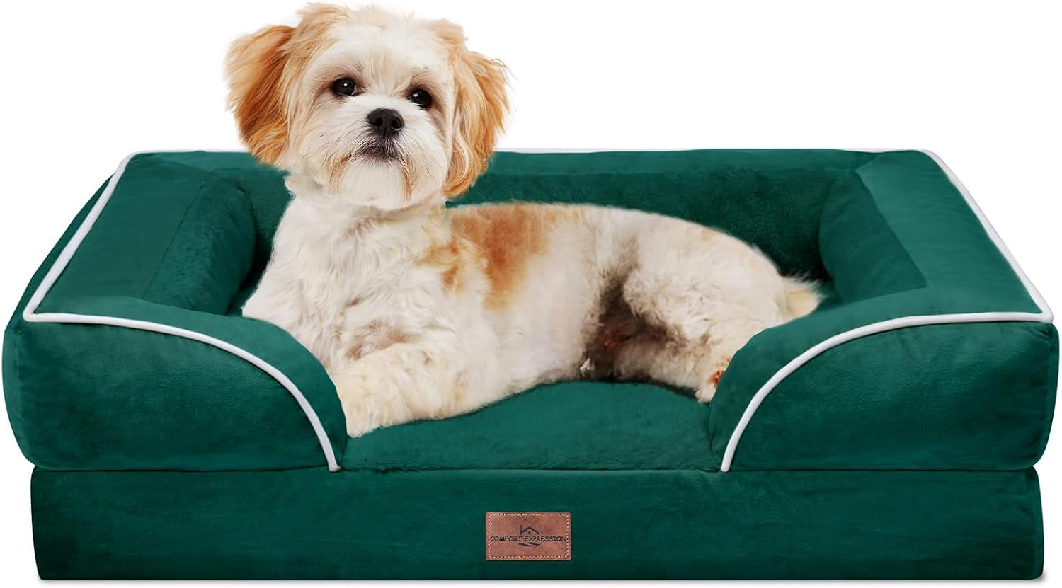 comfort-expression-orthopedic-dog-bed-for-extra-large-dogs-with-bolster-waterproof-dog-couch-bed-with-washable-cover-non-slip-bottom-supportive-egg-crate-foam-xl-pet-bed-42x30-inch
