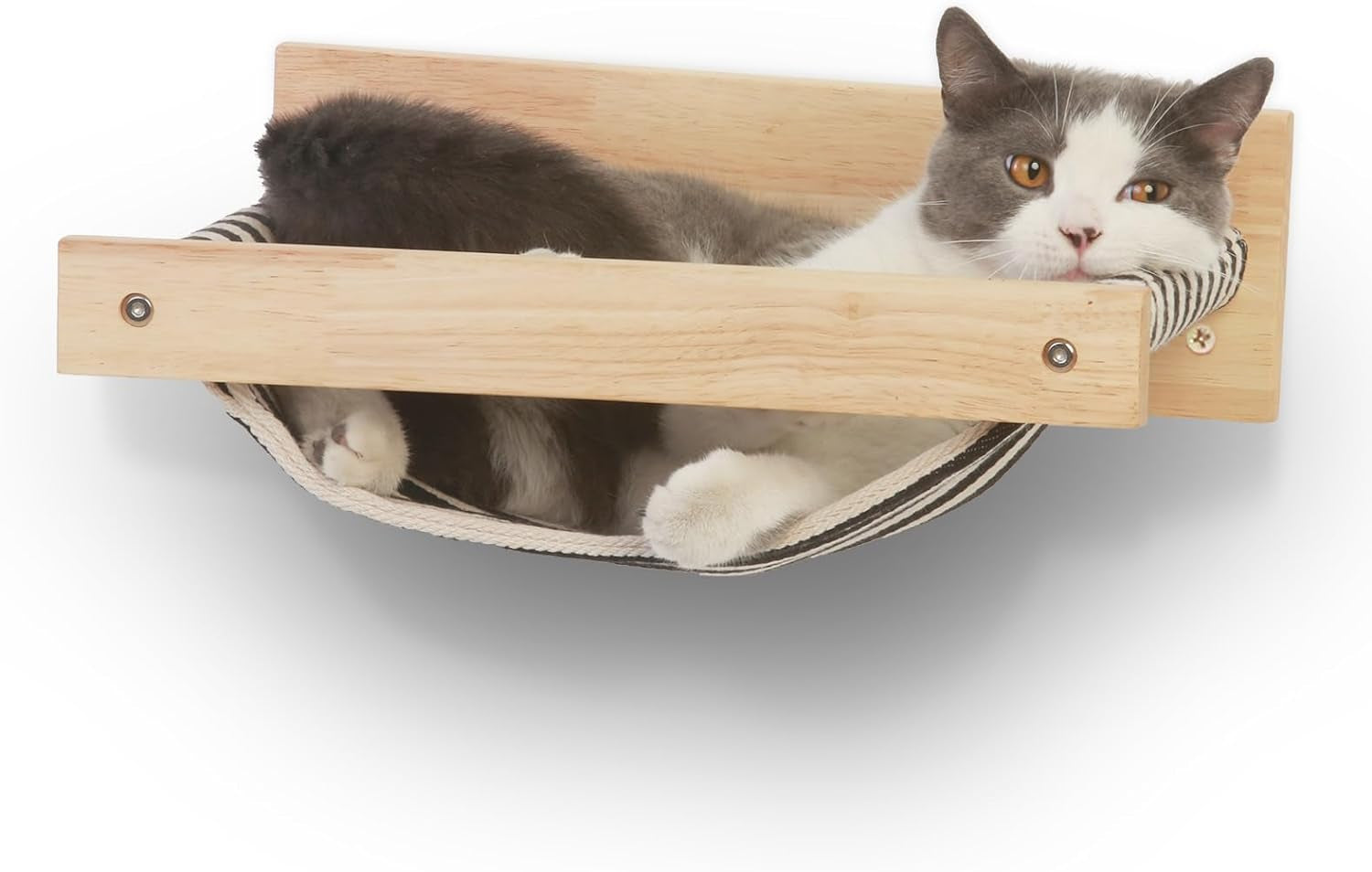 fukumaru-hammock-wall-mounted-cat-beds-and-perches-wooden-kitten-walls-furniture-stable-cats-shelves-for-sleeping-playing-climbing-lounging-black-stripe
