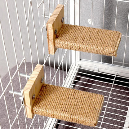 Cat Climbing Steps Scratching Tree - 2Pcs Scratching Steps Sisal Hemp Cage Shelf Ladder Pets Perch Furniture inside the Cage with Install Screws (S)1