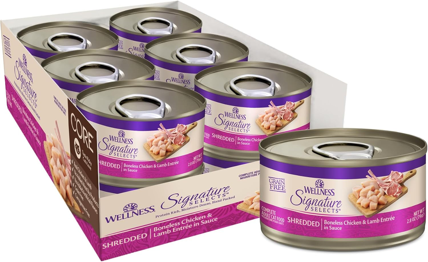 wellness-core-signature-selects-flaked-adult-canned-wet-cat-food-natural-protein-rich-grain-free-skipjack-tuna-and-wild-salmon-entree-recipe-2-8-oz-pack-of-12-cans