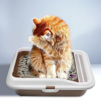 Milisten Cat Litter Box with Scoop Splash-Proof Kitten Litter Pan Medium Square Plastic Cat Toilet and Pet Housebreaking4